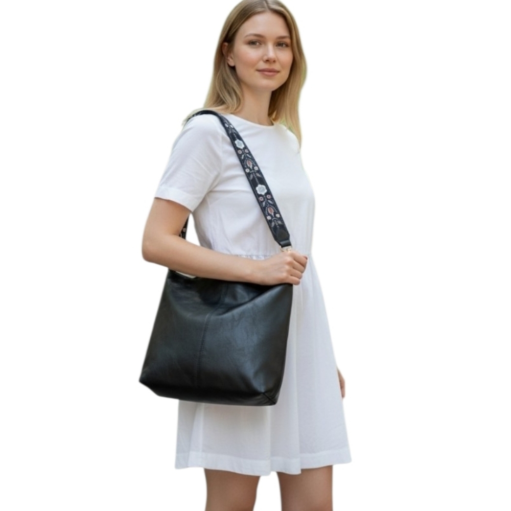 Sling‎ Bag with Adjustable Strap Women Crossbody Shoulder Purse Hobo Bag Black